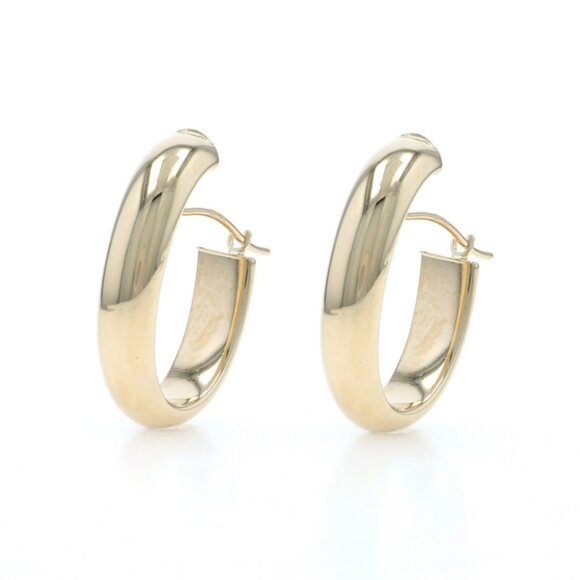 Yellow Gold Hoop Earrings 14k Pierced - Picture 1 of 4